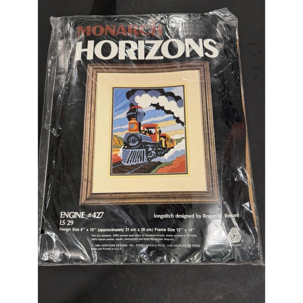 Monarch Horizons Ross Stitch Kit #427 Engine Train Vintage 1984 Sealed